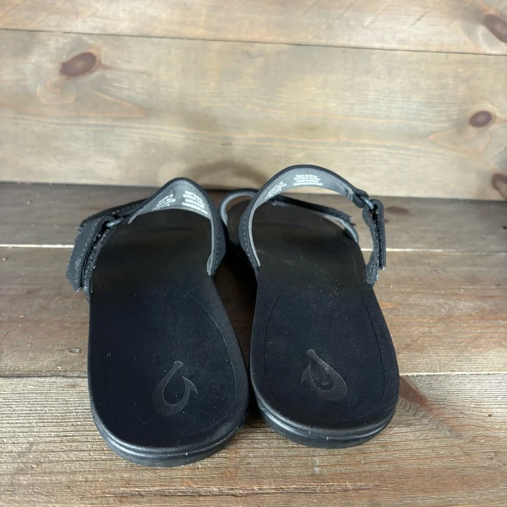 olukai kipuka womens size 9 shoes black slip on slide flip flop sandals